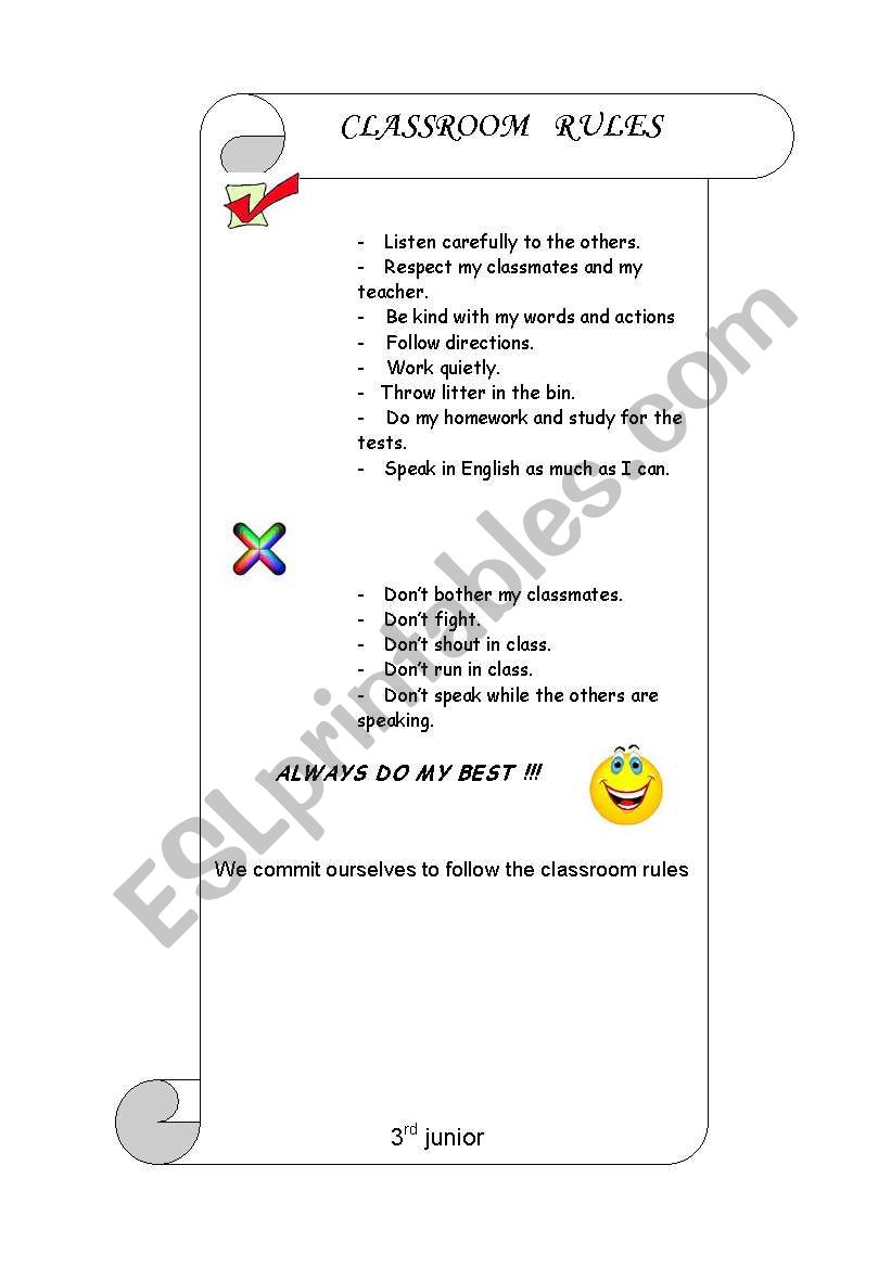 classroom rules worksheet