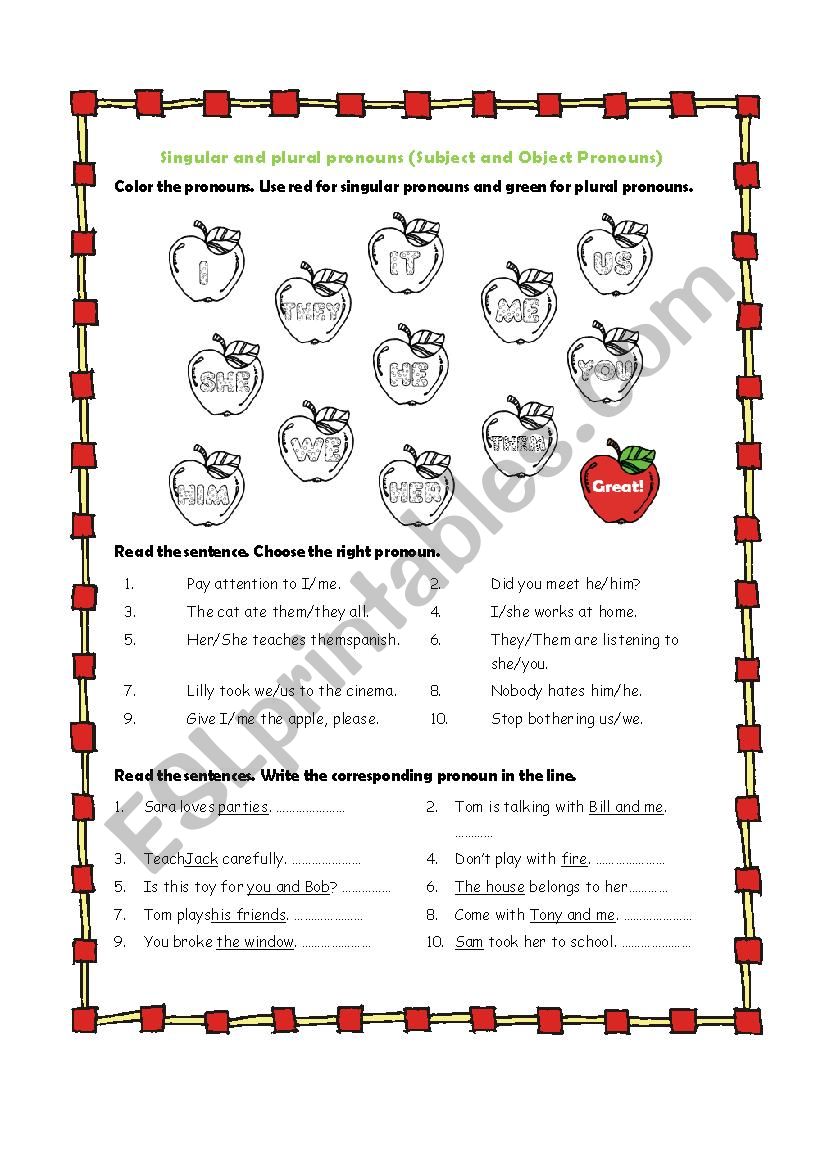 pronouns  worksheet