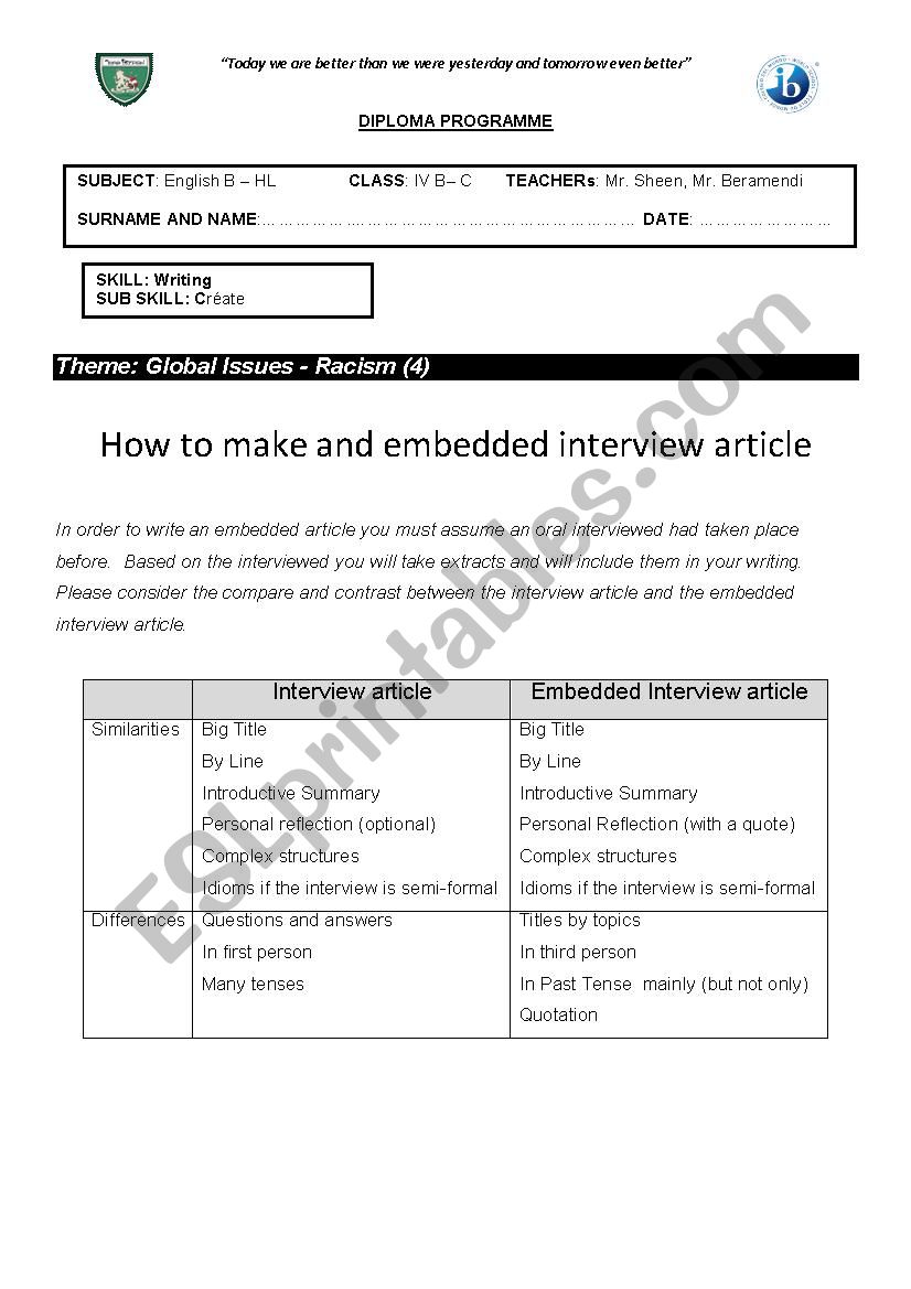 global issues worksheet