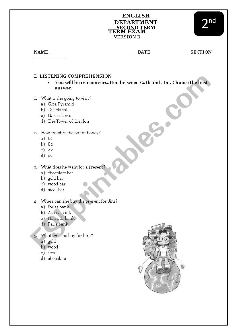 ELEMENTARY FINAL EXAM B worksheet