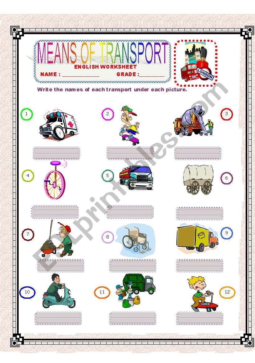 Means Of Transport - Gap Filling Part-2