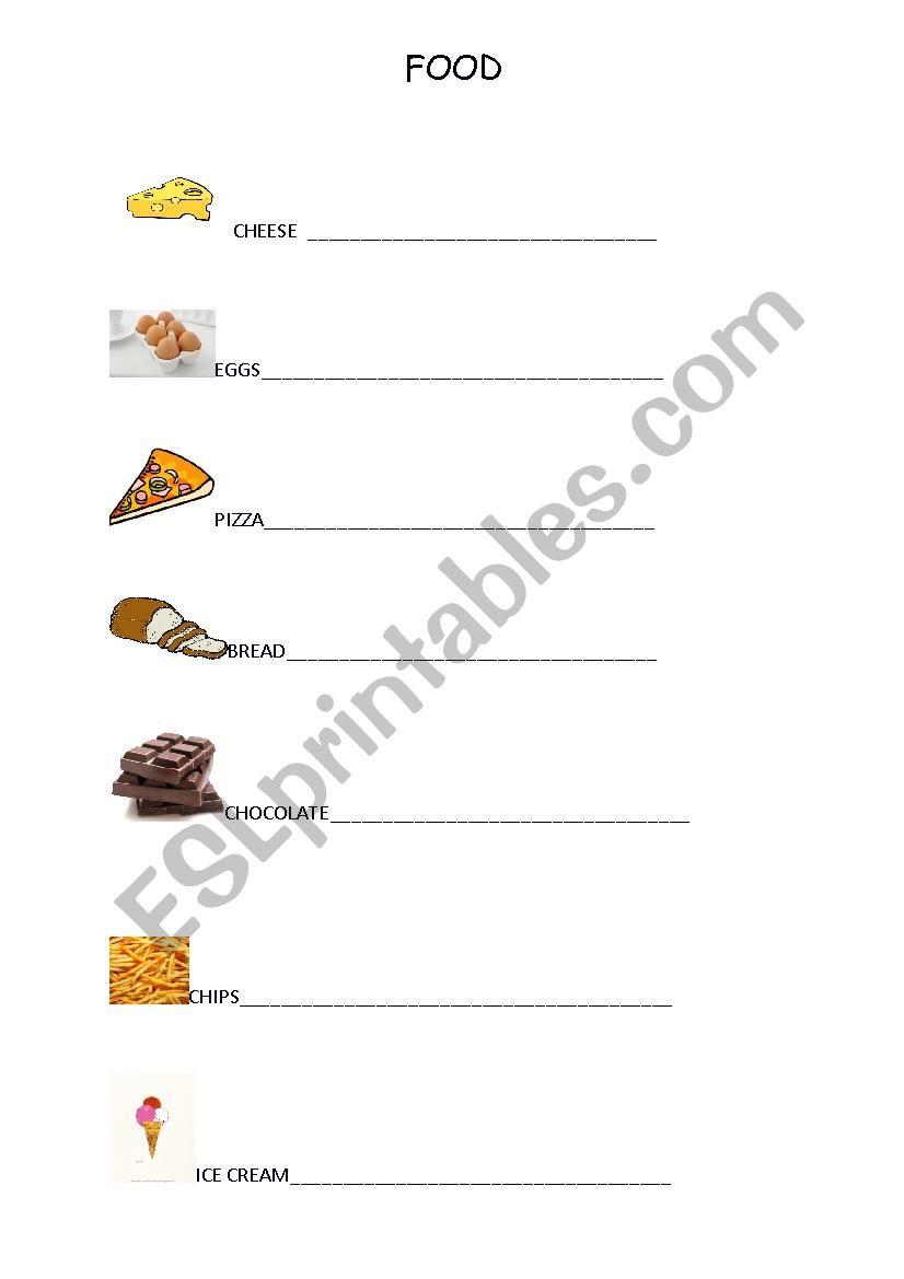 FOOD worksheet