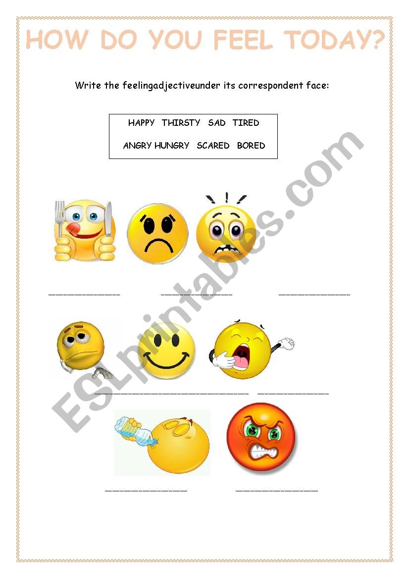 How do you feel today? worksheet