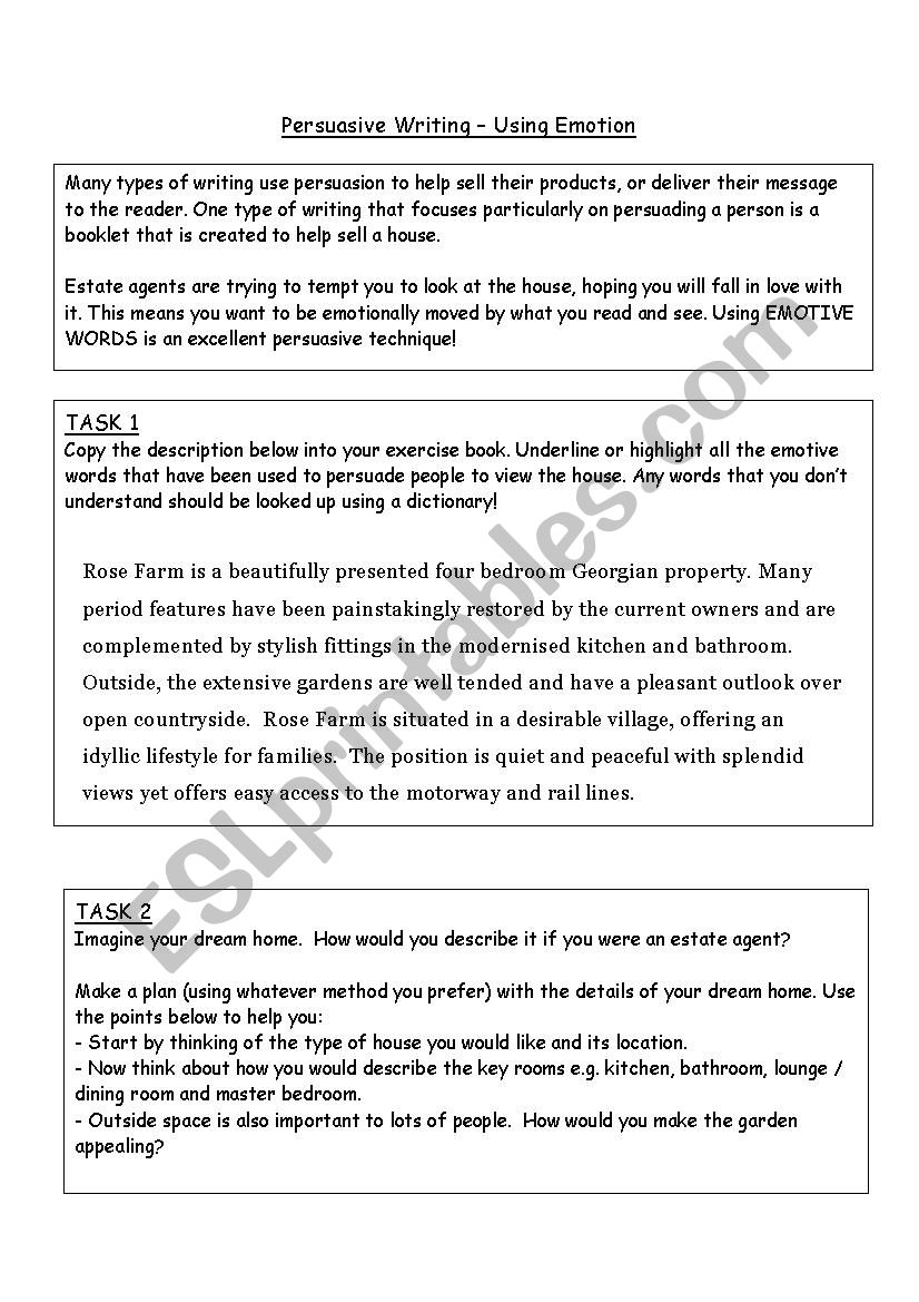 Persuasive Writing - Using emotions 