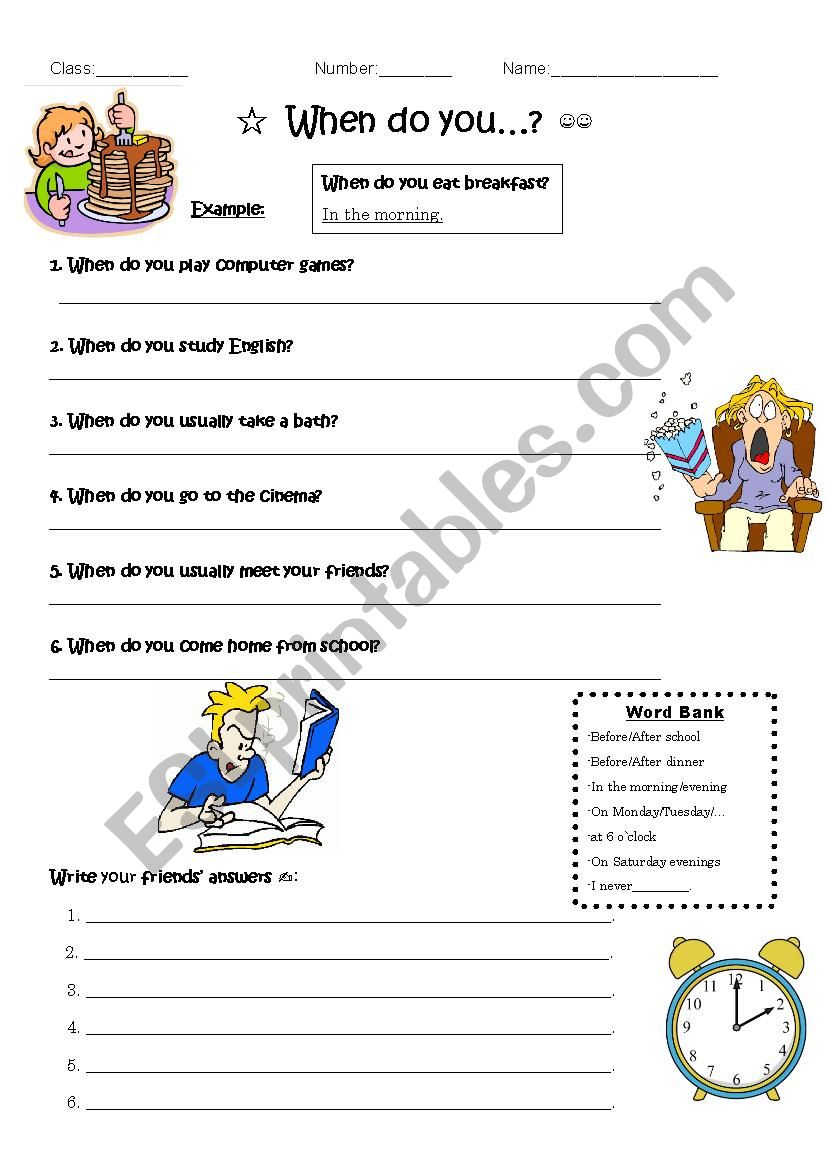 When do you... worksheet
