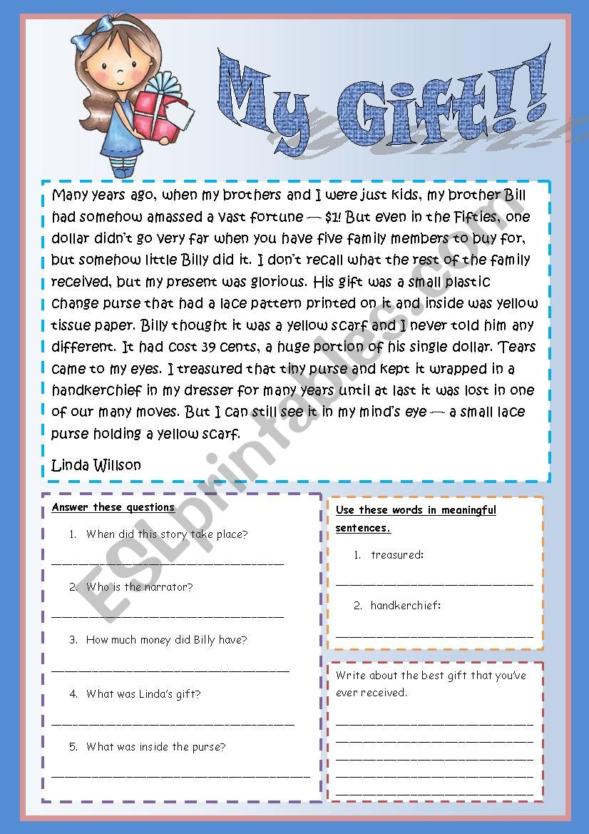 My gift !! worksheet