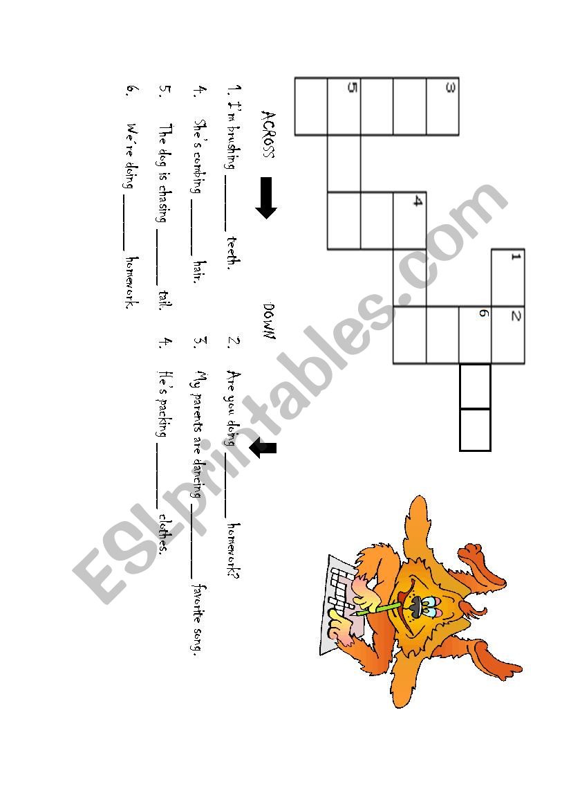 possessive adjectives crossword