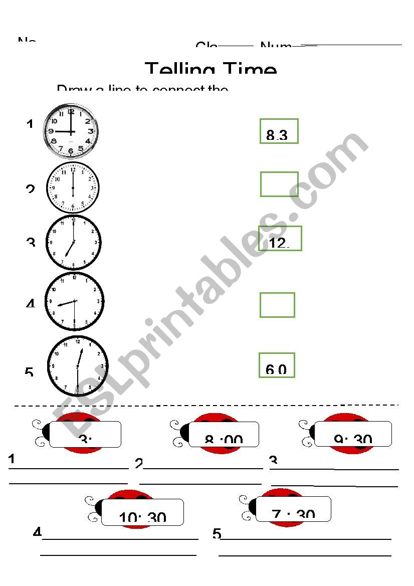 Telling time worksheet