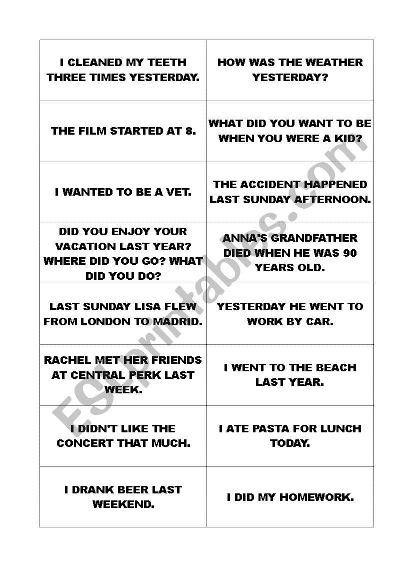 Questions and Answers Game worksheet