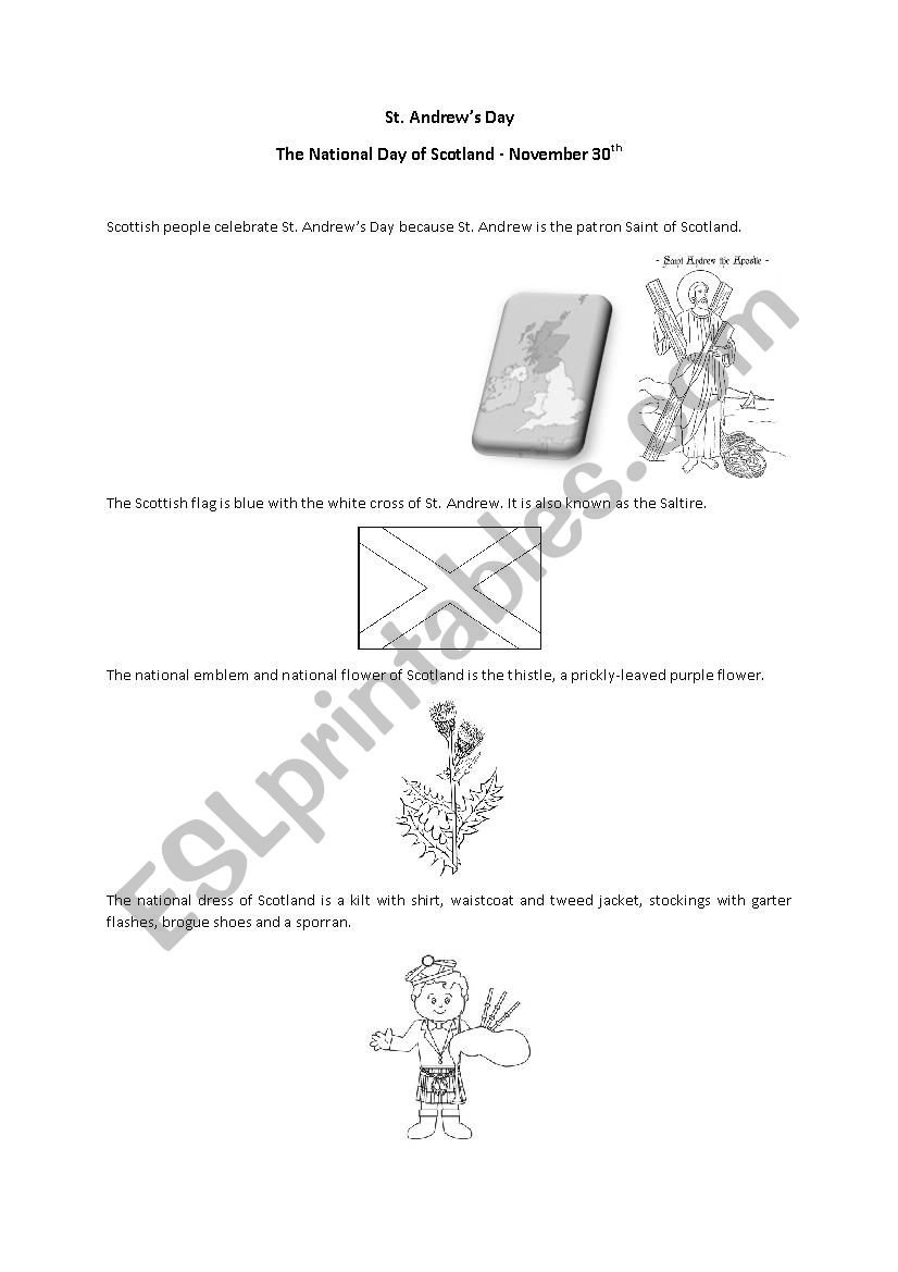 St. Andrews Day worksheet