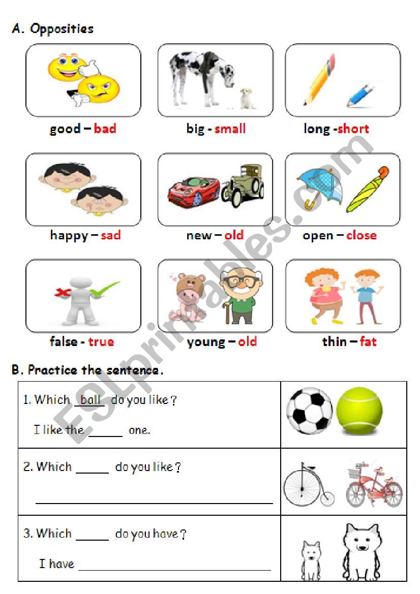 Opposite Adjectives worksheet