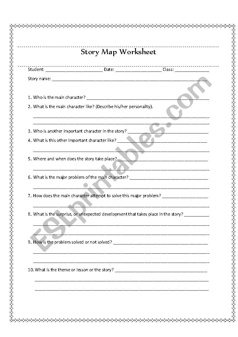 Story Map Worksheet | Reading Comprehension |