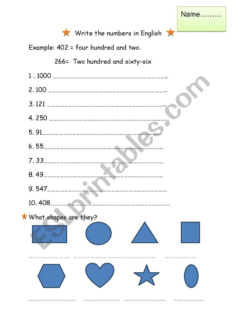 numbers and shapes worksheet