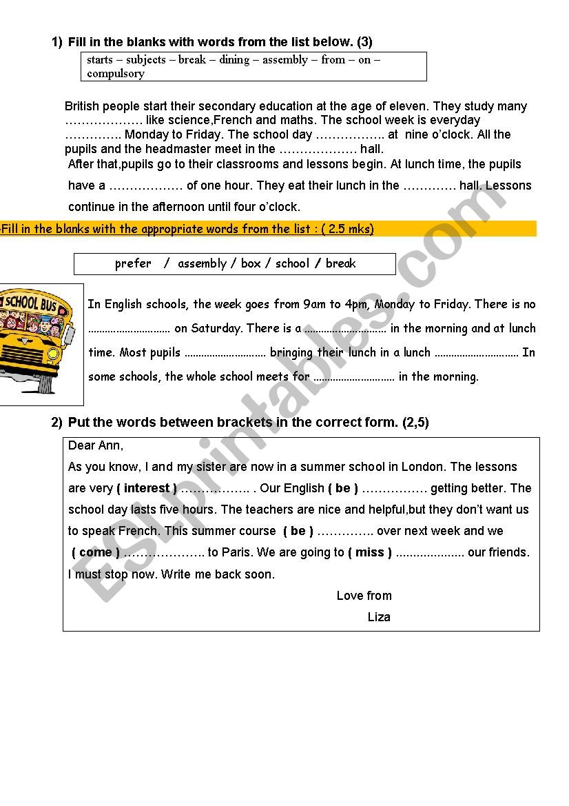 language tasks worksheet