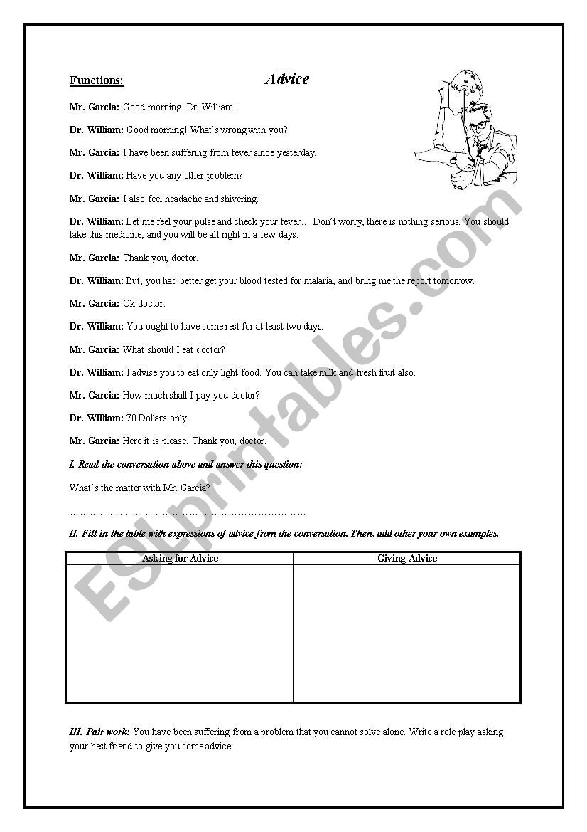 Advice worksheet