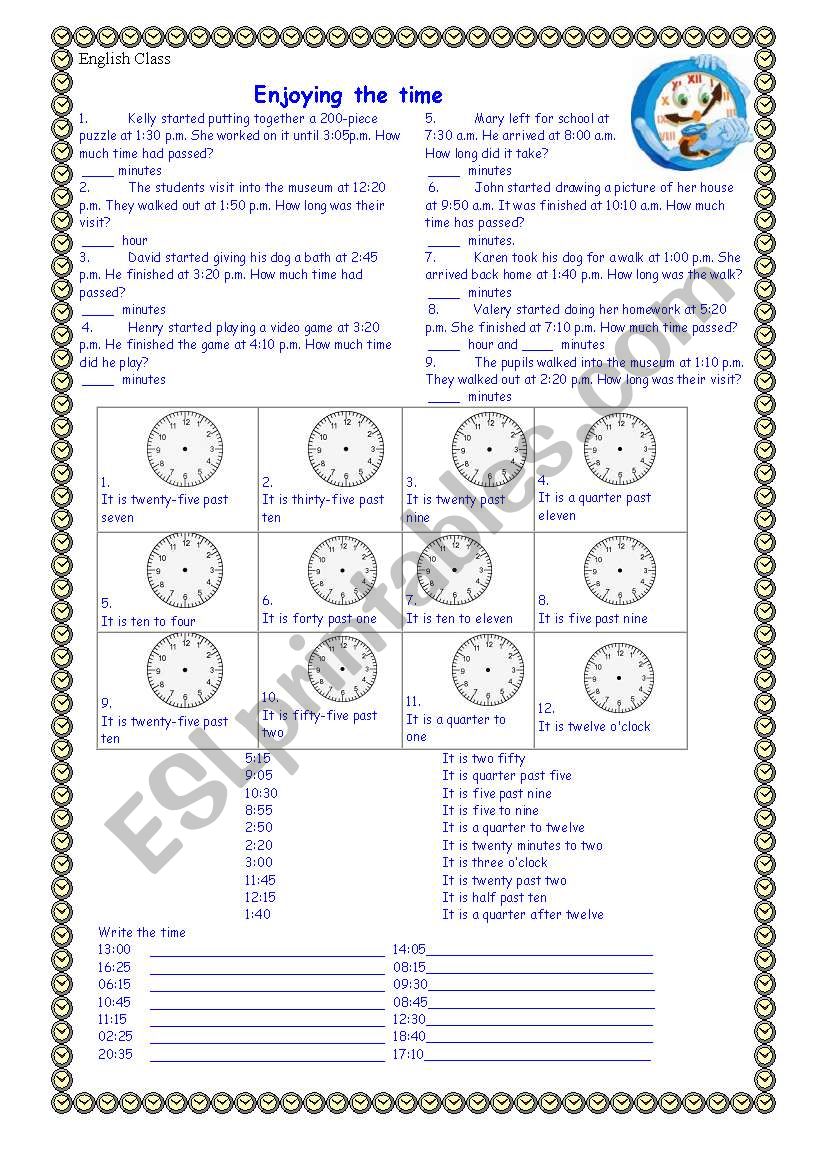 Learning the time worksheet