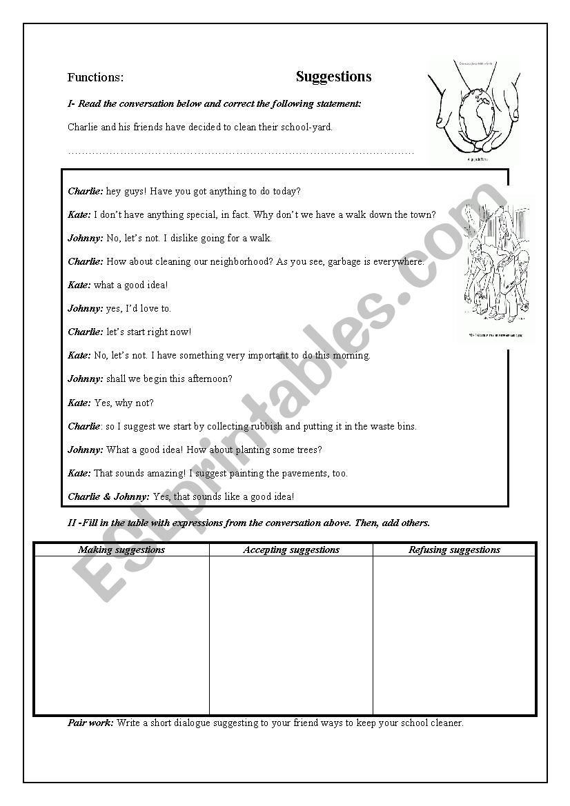 Suggestions worksheet