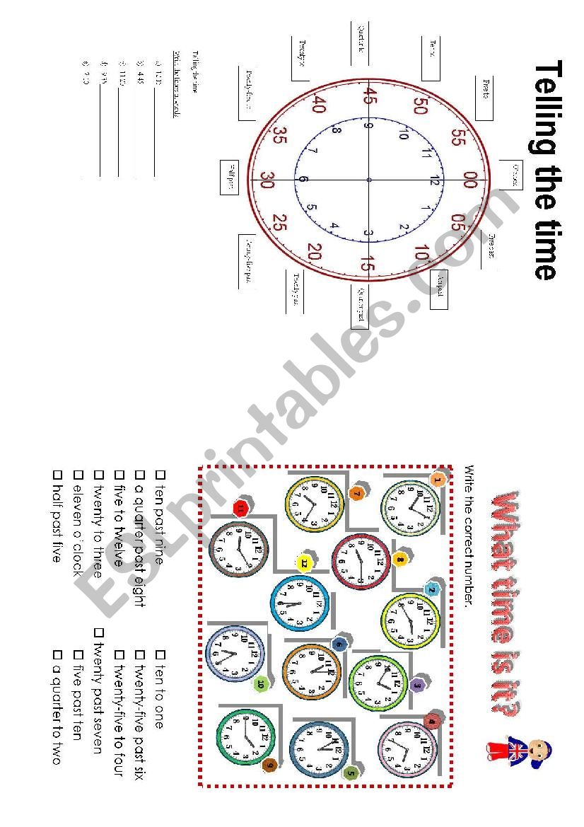 telling the time worksheet