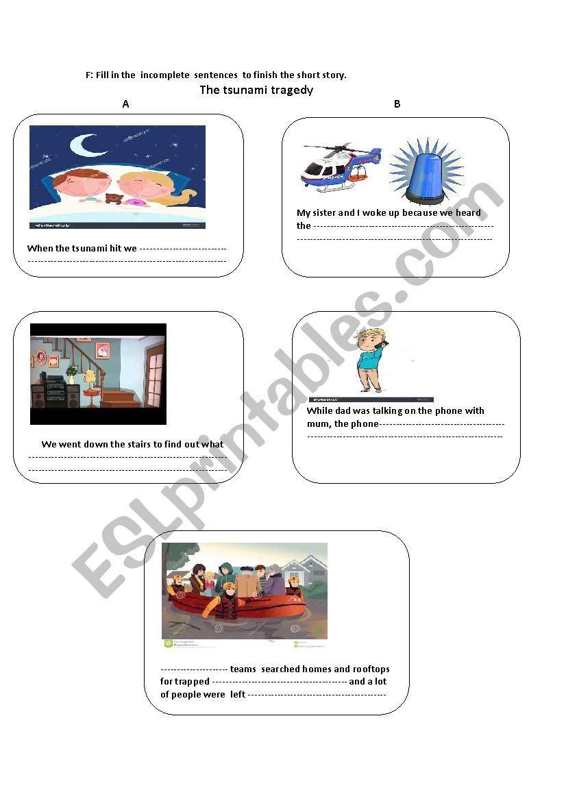 The tsunami tragedy worksheet