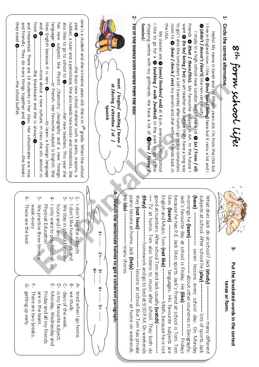 SCHOOL LIFE  worksheet