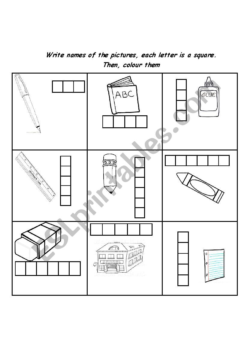 School Things worksheet