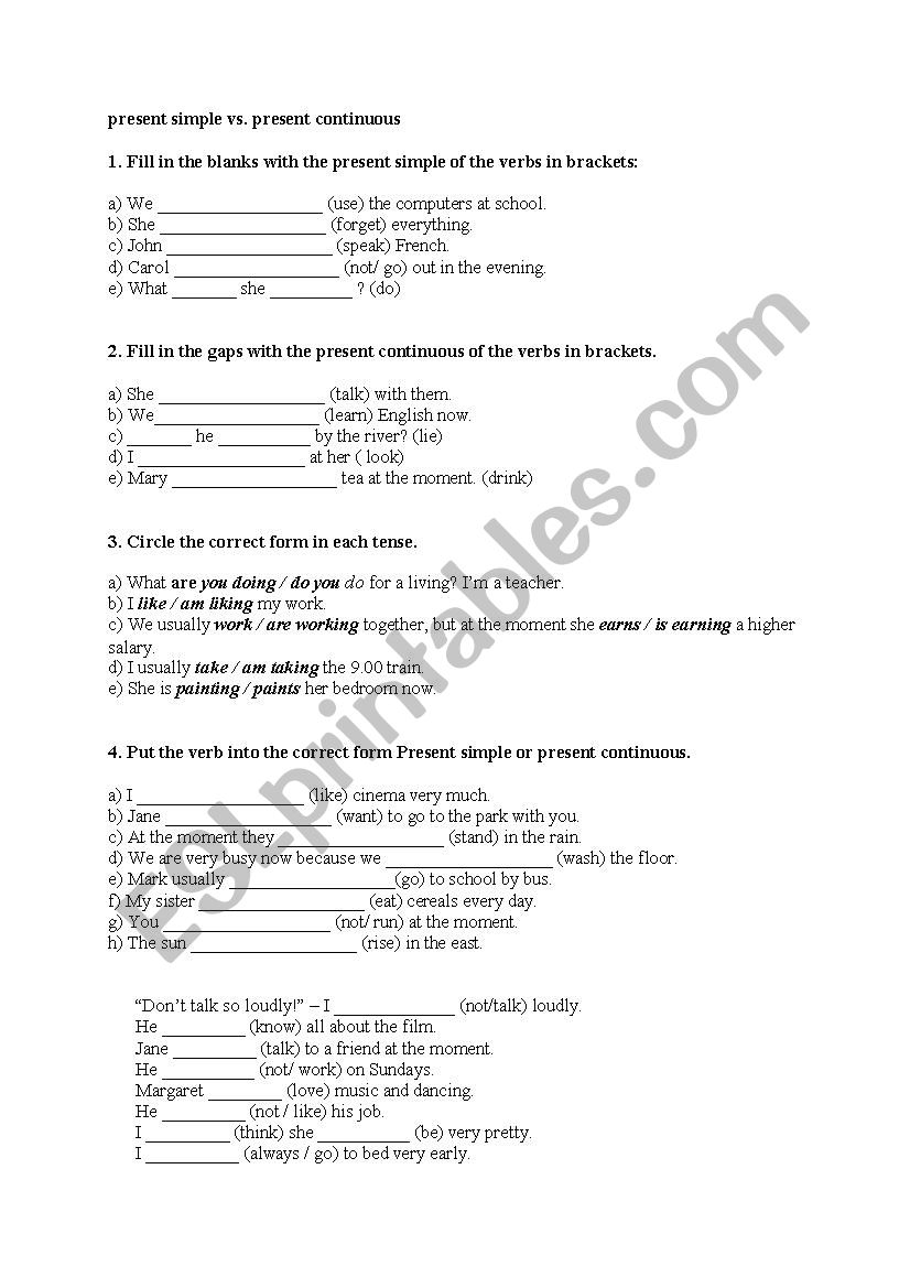 Present Simple worksheet