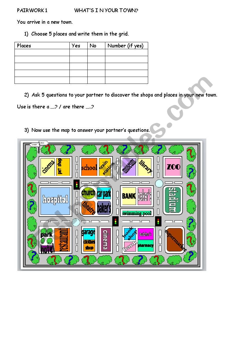 Whats in your town?1 worksheet