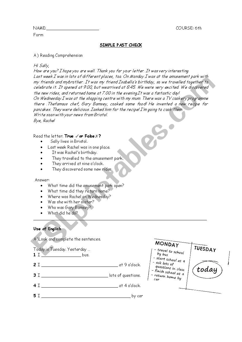 Simple Past Revision worksheet