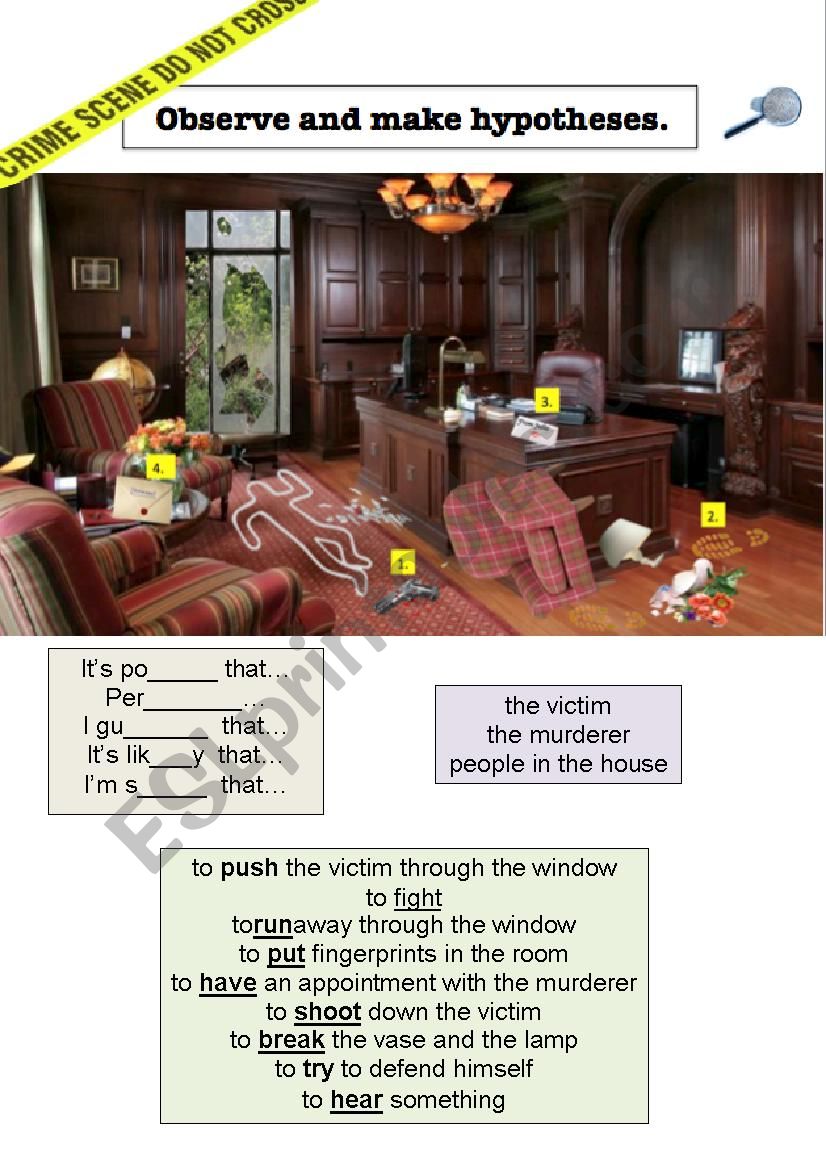 Investigate a crime scene  worksheet