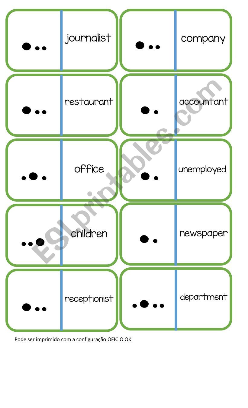 Pronunciation Dominoes - Word Stress (page 1/2)