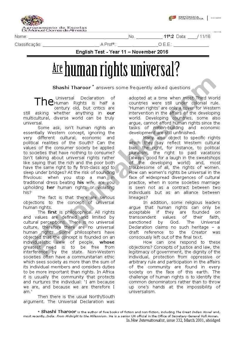 Are Human Rights Universal? - Test on Multiculturalism