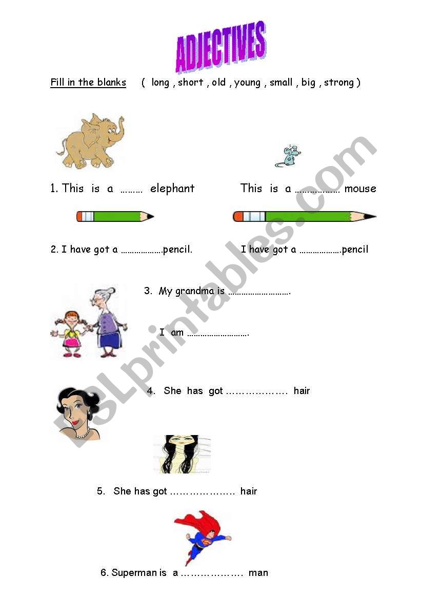 adjectives worksheet