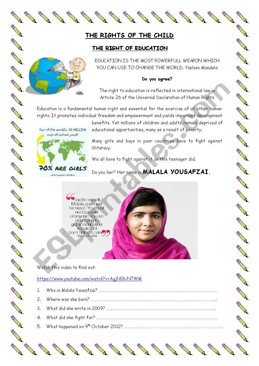 THE RIGHTS OF THE CHILD worksheet