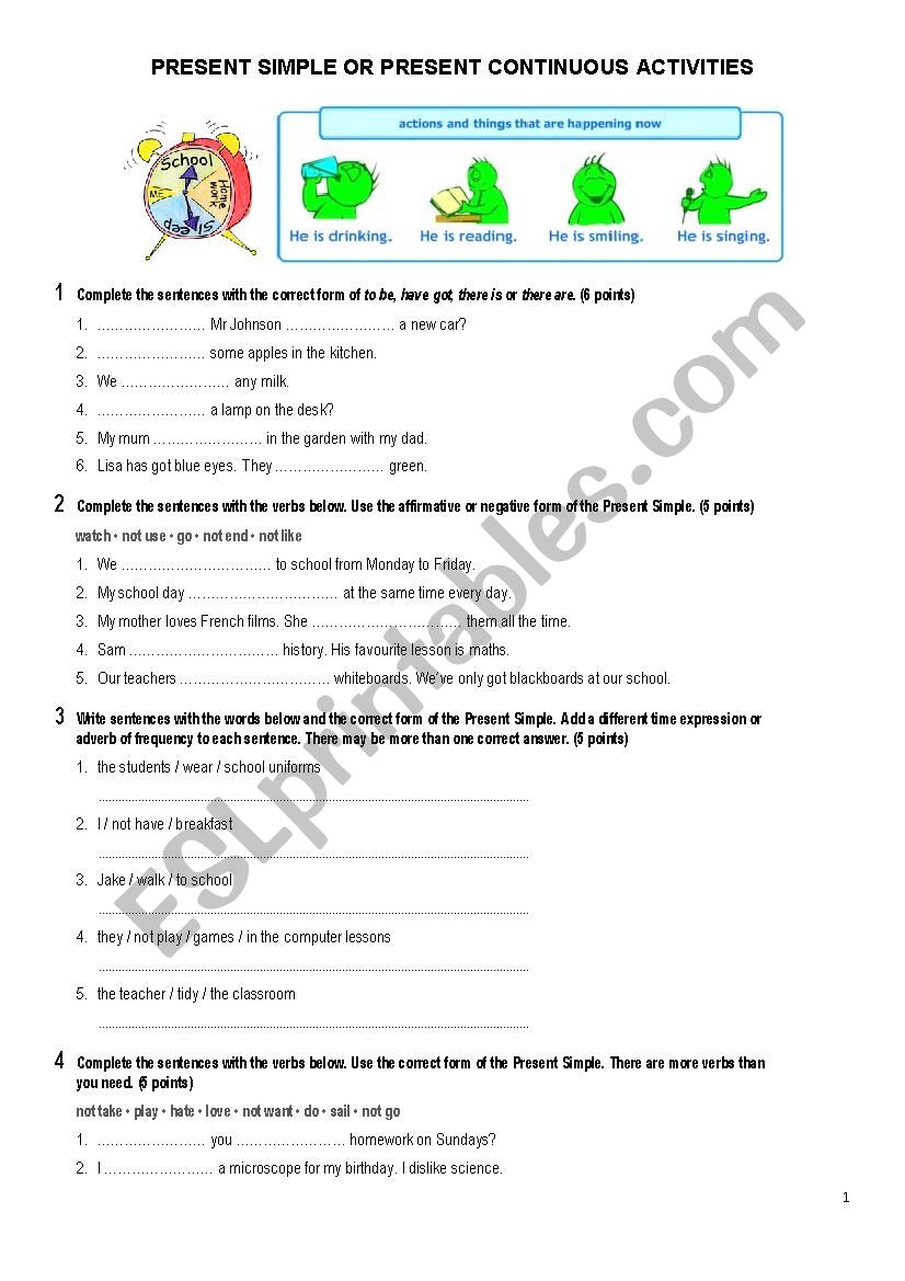 Present Simple Present Continuous Review