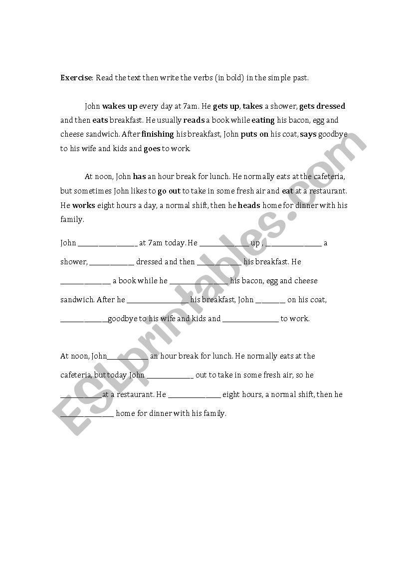 Simple Past Exercise worksheet