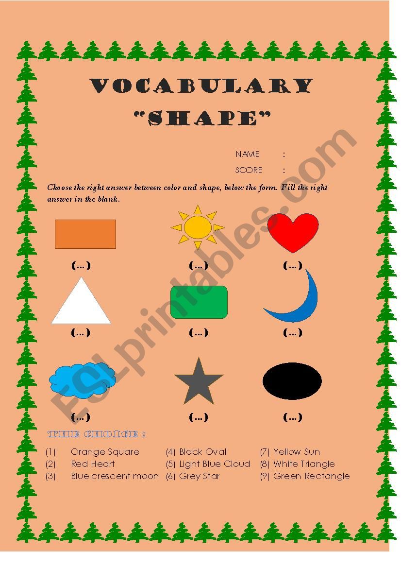 vocabulary of shape and colour