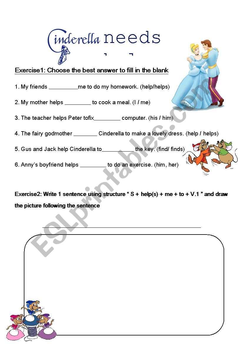 Cinderella needs help worksheet
