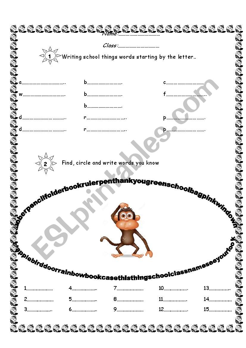 School Things worksheet