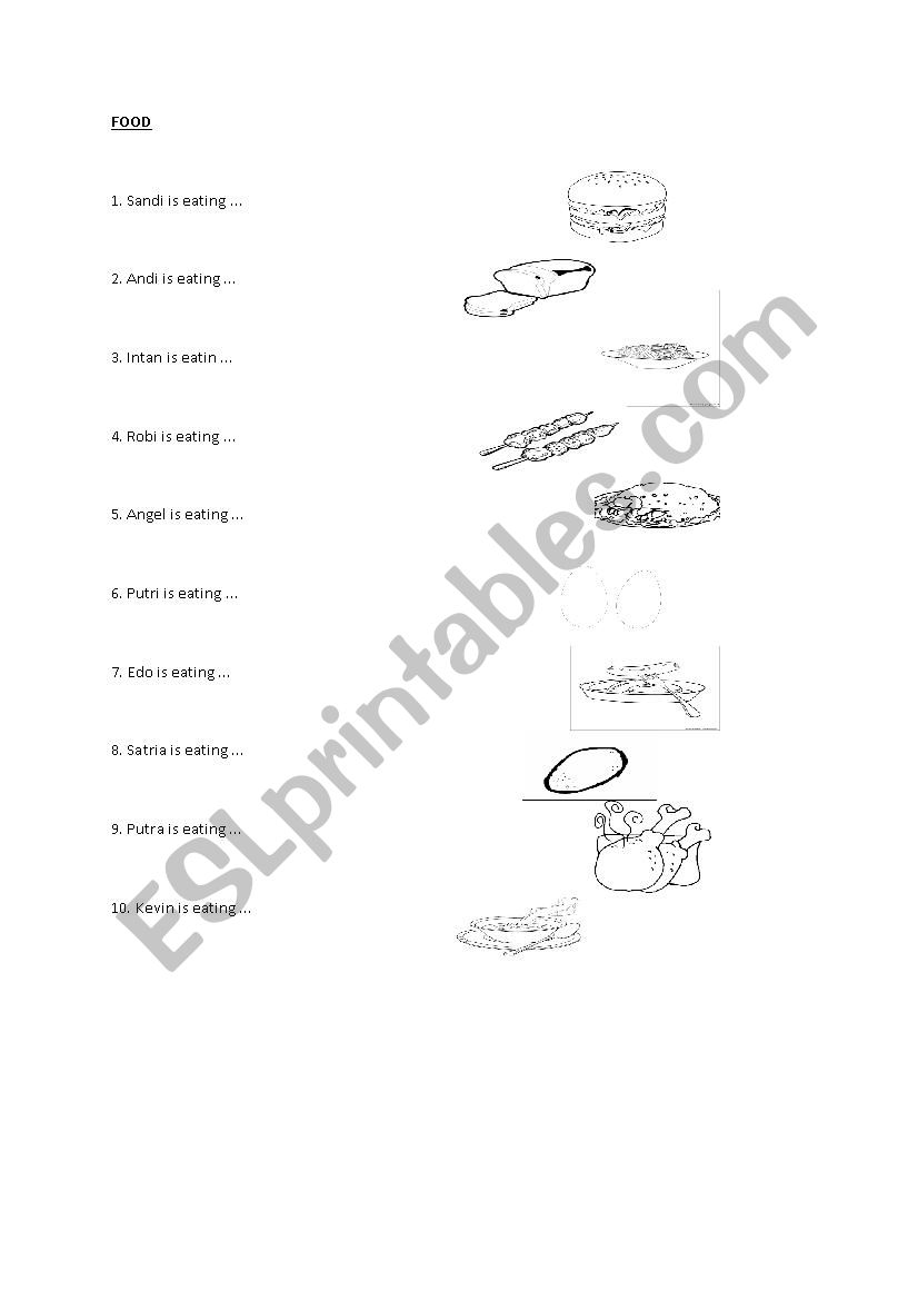 Food vocabulary worksheet