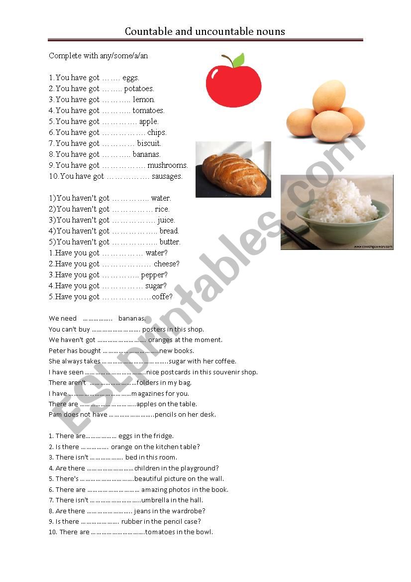 Countable and uncountable nouns