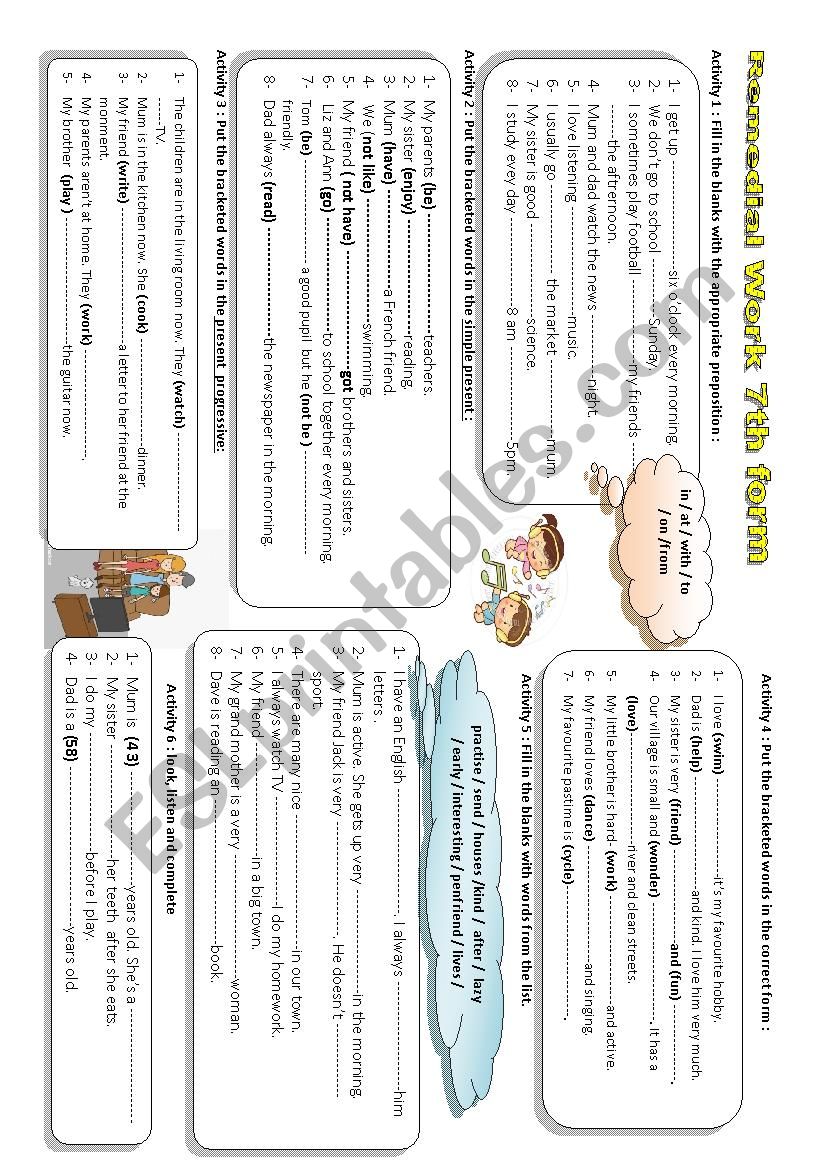 7th form Tunisian pupils  worksheet
