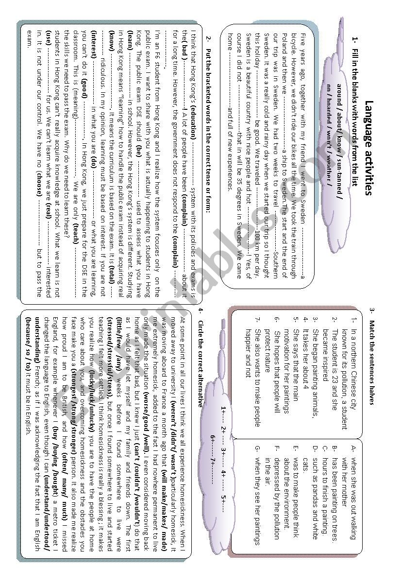 language activities suitable for 2nd form students