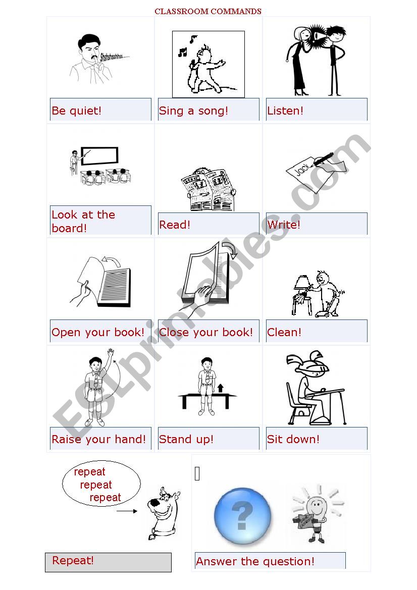 classroom commands worksheet