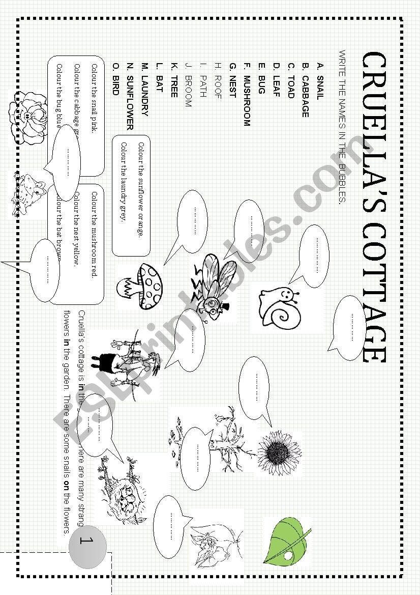 Cruella´s cottage 2 worksheet