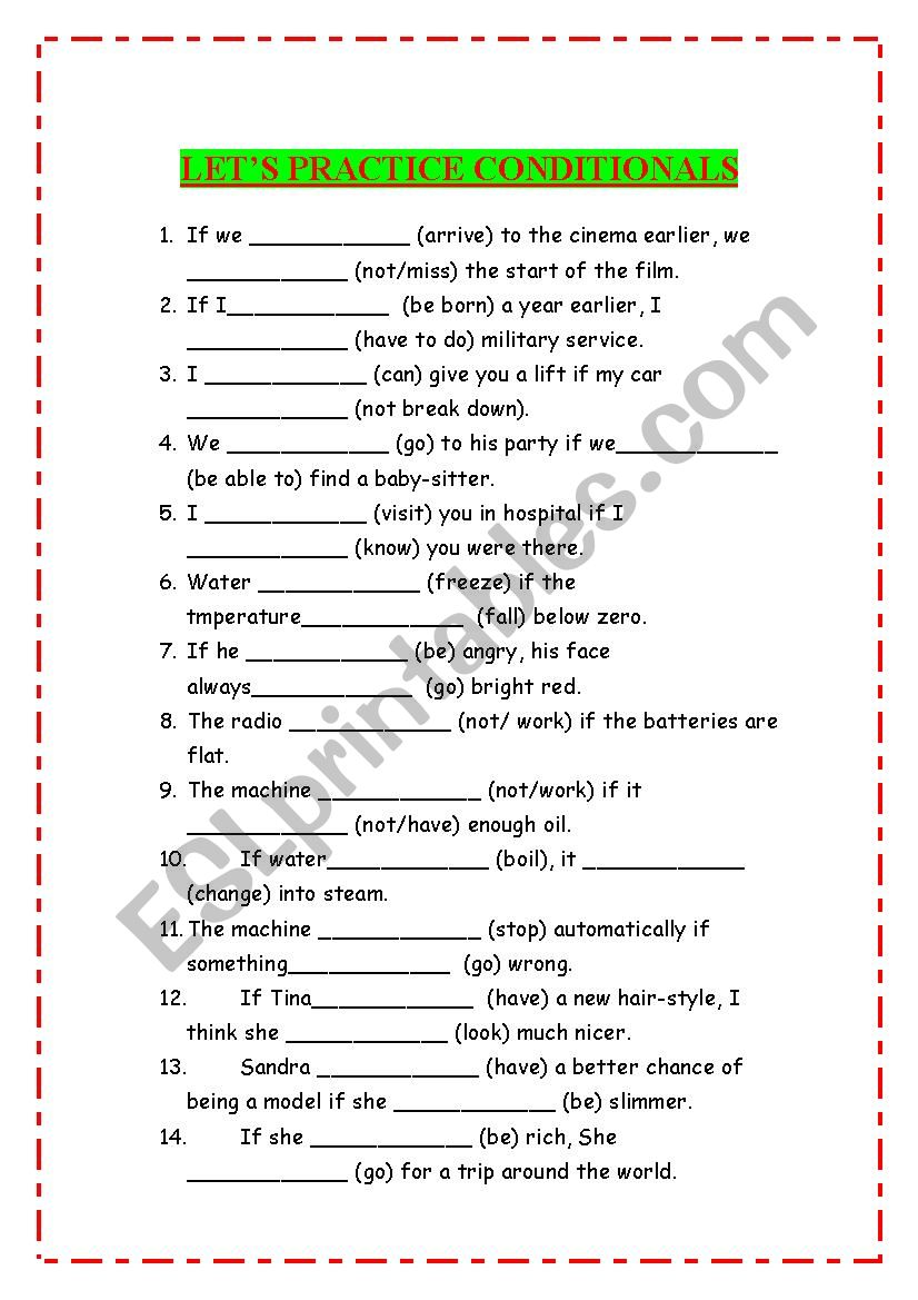 conditional sentences worksheet