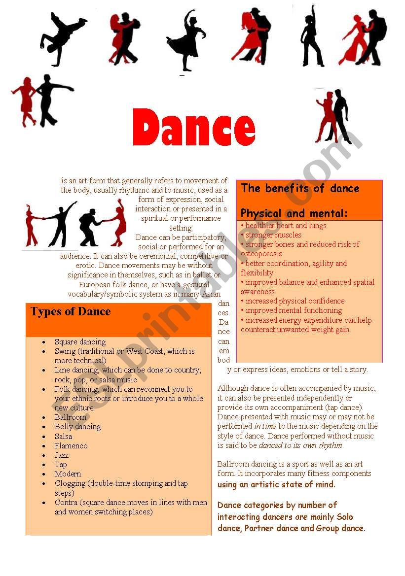 Dance worksheet