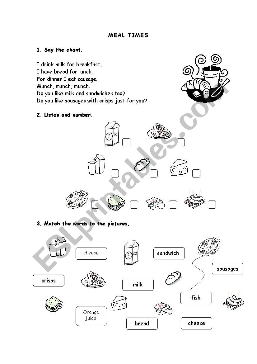 Meal Times worksheet