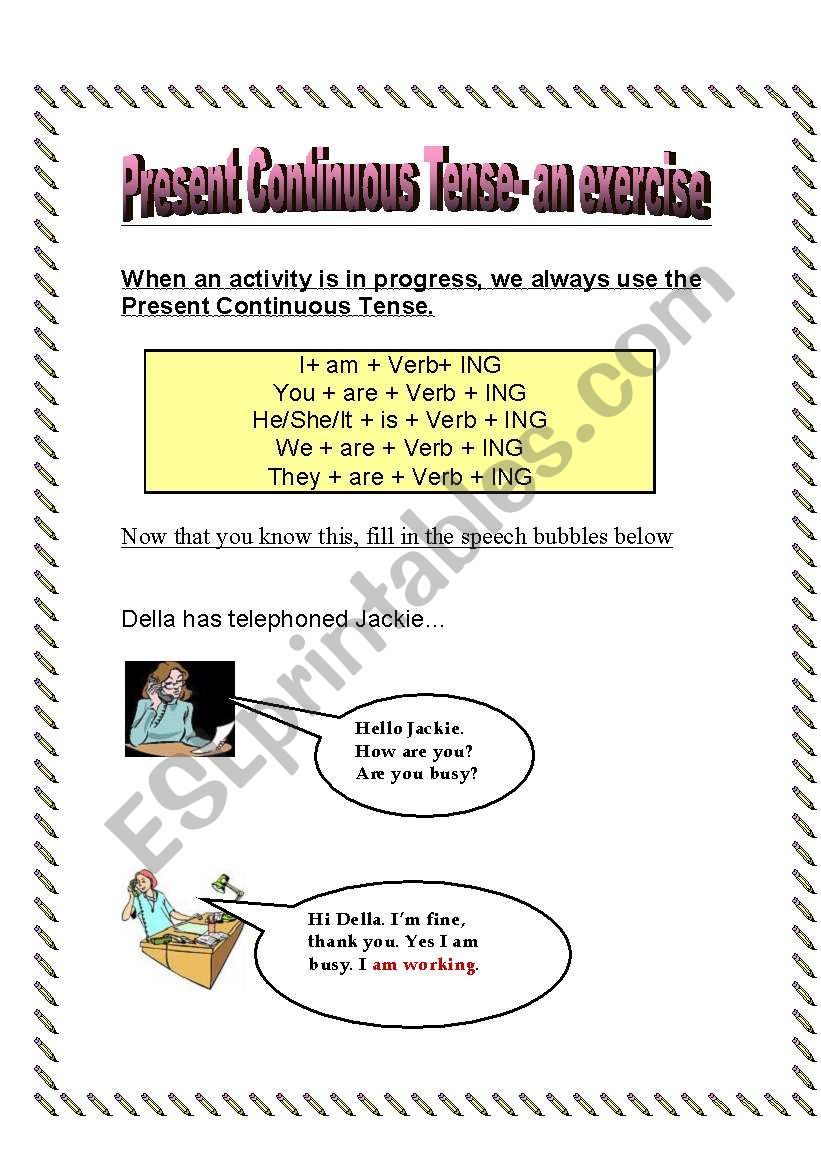 PRESENT CONTINUOUS TENSE worksheet