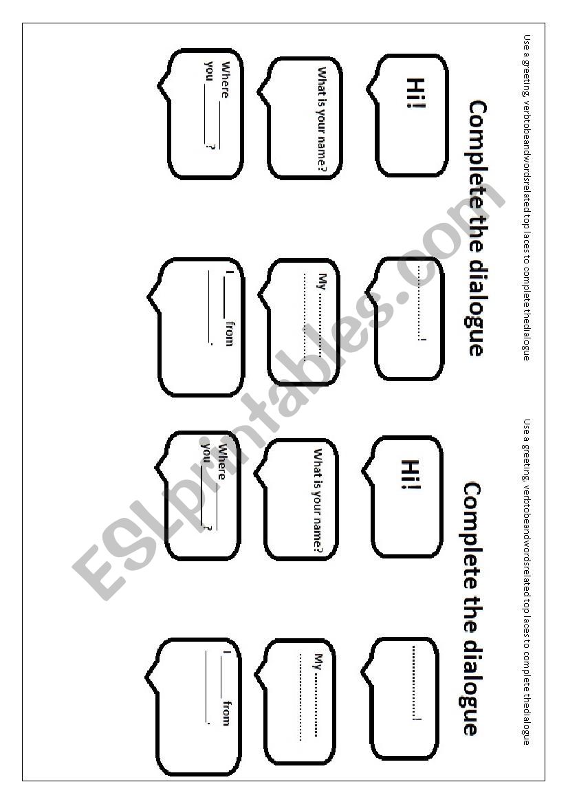 Complete the Dialogue worksheet