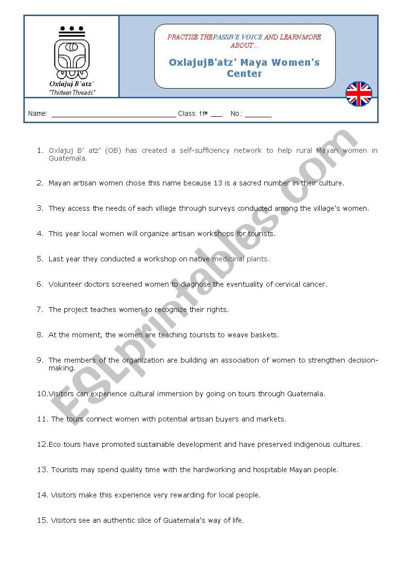 Passive Voice - Oxlajuj Batz Maya Womens Center: Empowering Women